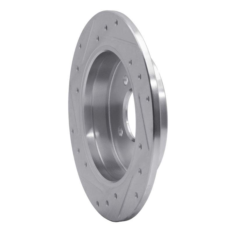 R1 12-25 Dodge Attitude (Mexico) Rear Right Drilled & Slotted Silver Brake Rotor-Brake Rotors - Slot & Drilled-Grocery Getter Performance