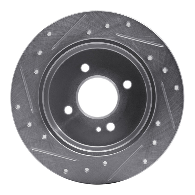 R1 12-25 Dodge Attitude (Mexico) Rear Right Drilled & Slotted Silver Brake Rotor-Brake Rotors - Slot & Drilled-Grocery Getter Performance