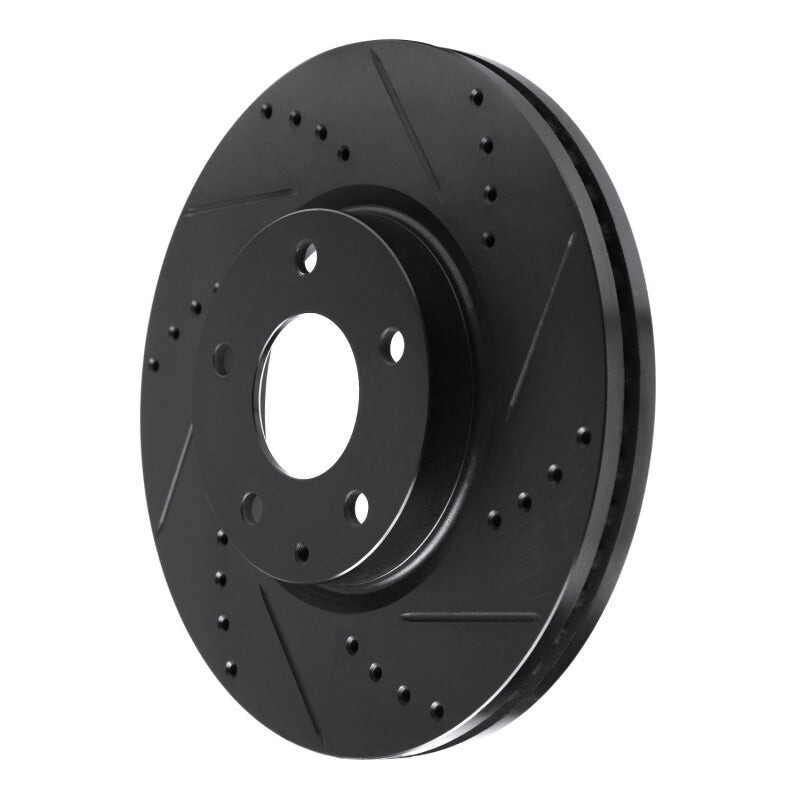 R1 13-19 Mazda 6 Front Right Drilled & Slotted Black Brake Rotor-Brake Rotors - Slot & Drilled-Grocery Getter Performance