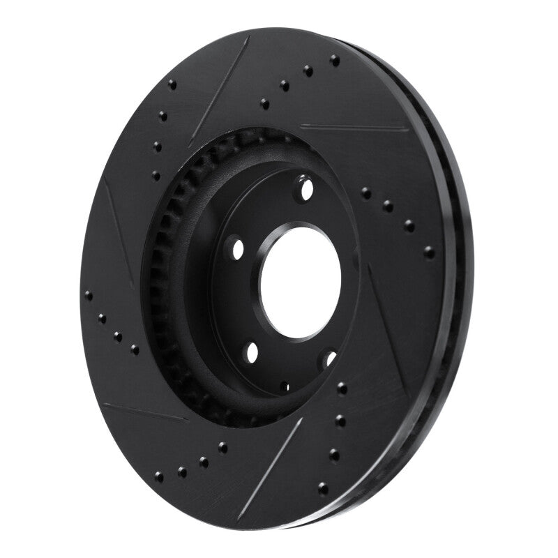 R1 13-19 Mazda 6 Front Right Drilled & Slotted Black Brake Rotor-Brake Rotors - Slot & Drilled-Grocery Getter Performance