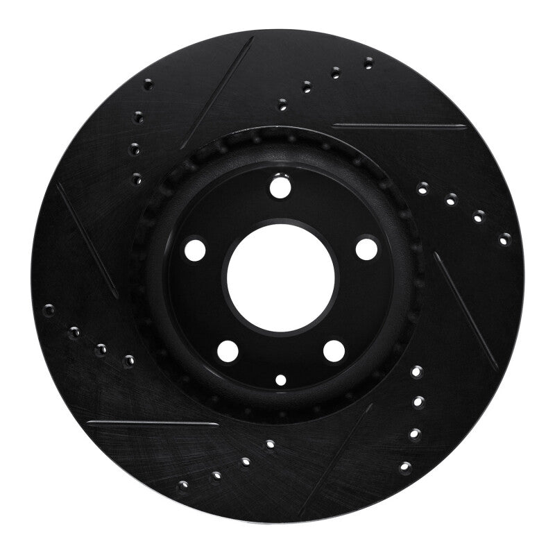 R1 13-19 Mazda 6 Front Right Drilled & Slotted Black Brake Rotor-Brake Rotors - Slot & Drilled-Grocery Getter Performance