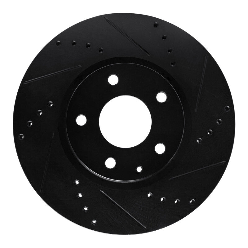 R1 13-19 Mazda 6 Front Right Drilled & Slotted Black Brake Rotor-Brake Rotors - Slot & Drilled-Grocery Getter Performance
