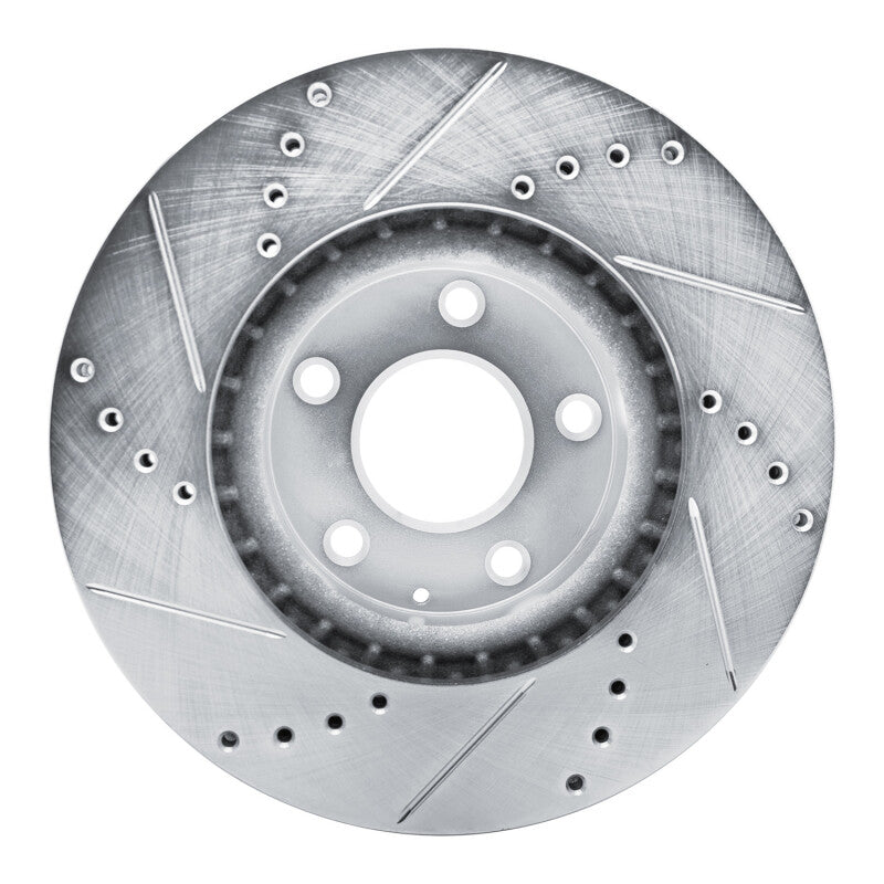 R1 13-19 Mazda CX-5 Front Right Drilled & Slotted Silver Brake Rotor-Brake Rotors - Slot & Drilled-Grocery Getter Performance