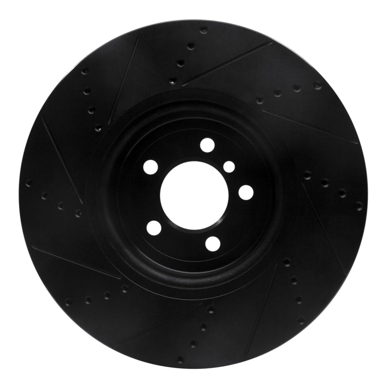 R1 13-20 BMW 440I Coupe Front Right Drilled & Slotted Black Brake Rotor-Brake Rotors - Slot & Drilled-Grocery Getter Performance