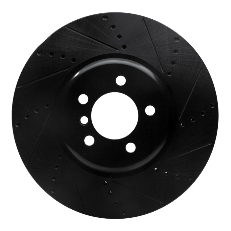 R1 13-20 BMW 440I Coupe Front Right Drilled & Slotted Black Brake Rotor-Brake Rotors - Slot & Drilled-Grocery Getter Performance