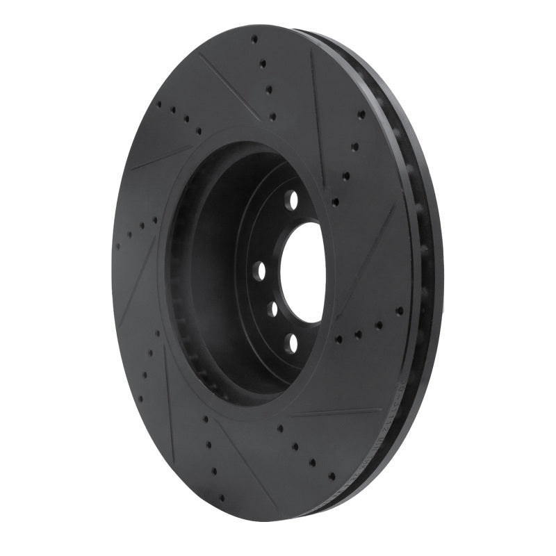 R1 13-20 BMW 440I Gran Coupe Front Left Drilled & Slotted Black Brake Rotor-Brake Rotors - Slot & Drilled-Grocery Getter Performance