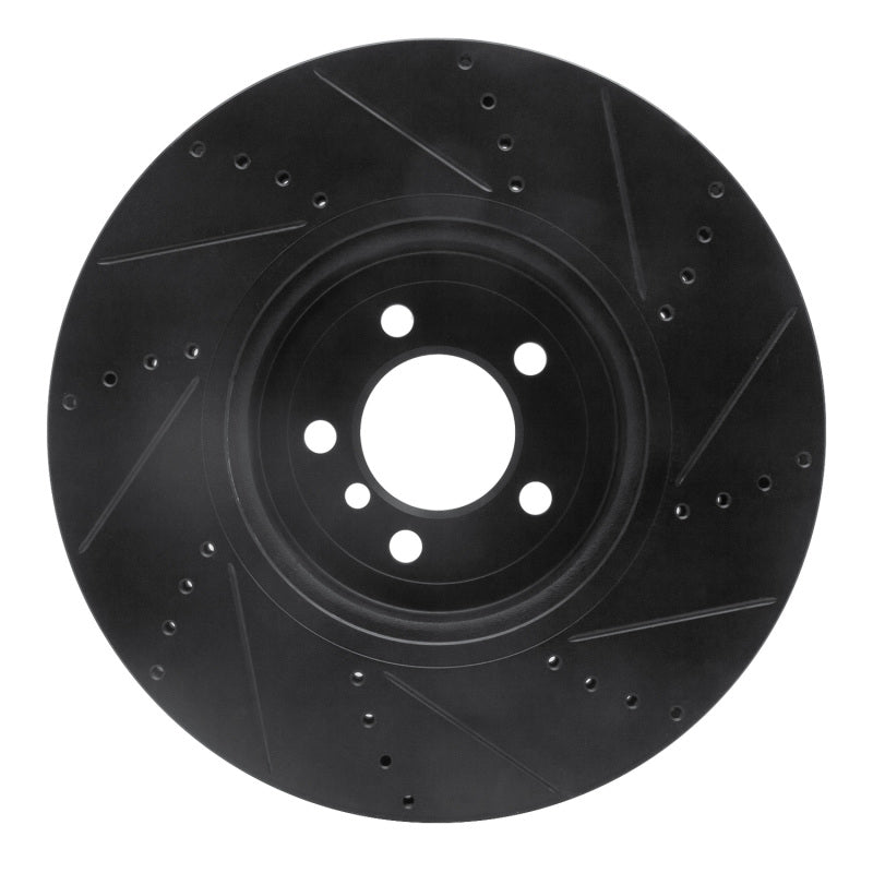 R1 13-20 BMW 440I Gran Coupe Front Left Drilled & Slotted Black Brake Rotor-Brake Rotors - Slot & Drilled-Grocery Getter Performance