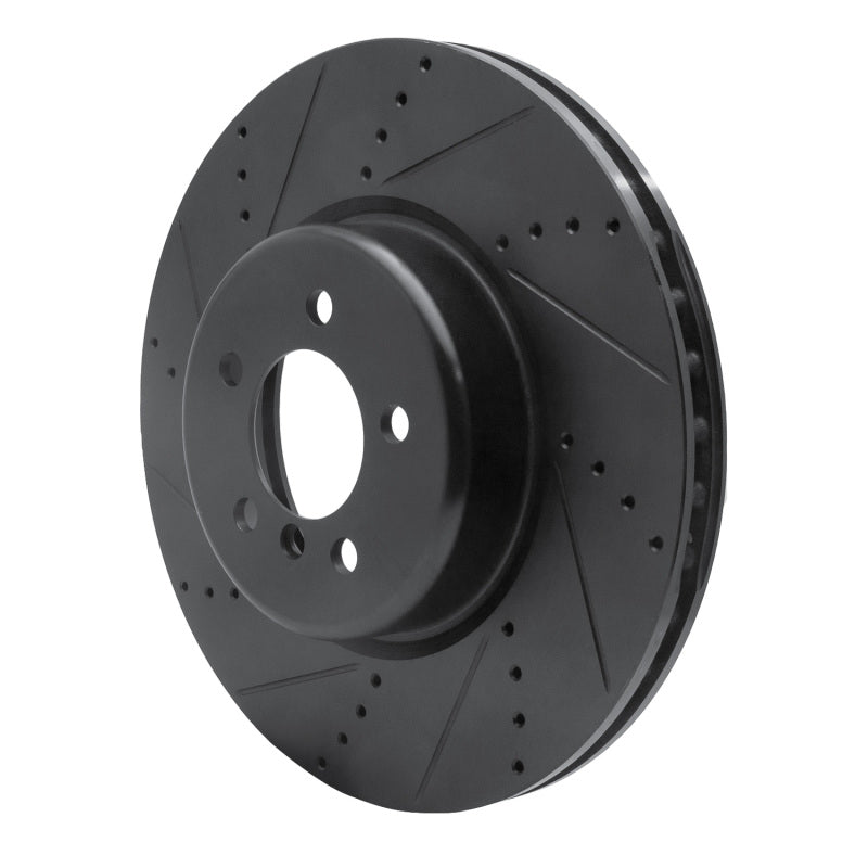 R1 13-20 BMW 440I Gran Coupe Front Left Drilled & Slotted Black Brake Rotor-Brake Rotors - Slot & Drilled-Grocery Getter Performance
