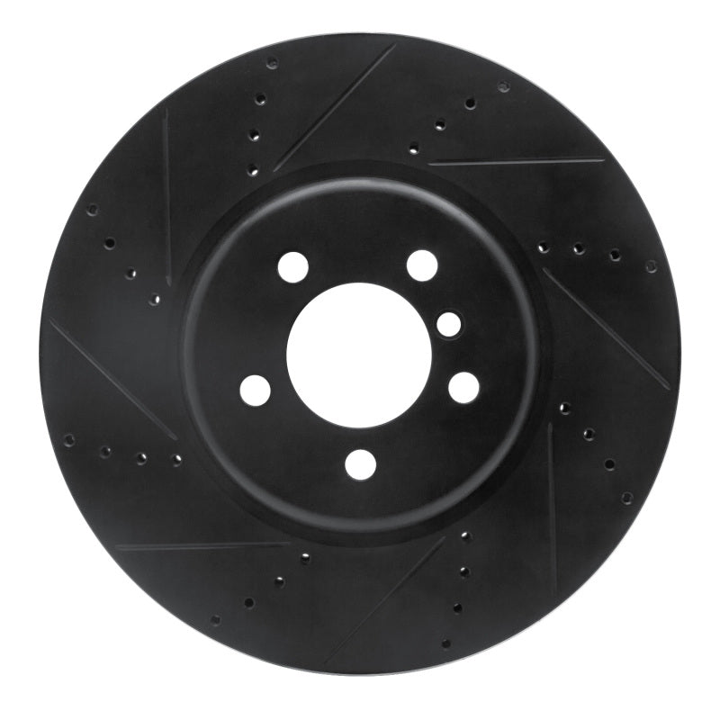 R1 13-20 BMW 440I Gran Coupe Front Left Drilled & Slotted Black Brake Rotor-Brake Rotors - Slot & Drilled-Grocery Getter Performance