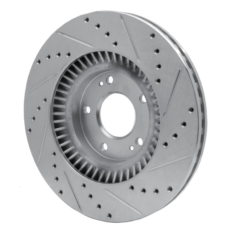 R1 13-20 Hyundai SANTA FE Sport Front Left Drilled & Slotted Silver Brake Rotor-Brake Rotors - Slot & Drilled-Grocery Getter Performance