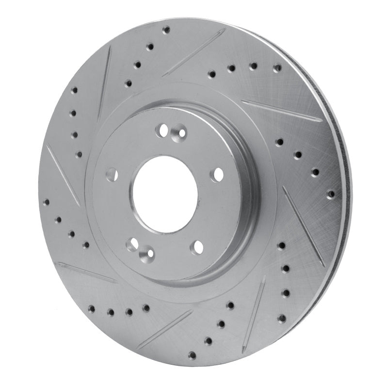 R1 13-20 Hyundai SANTA FE Sport Front Left Drilled & Slotted Silver Brake Rotor-Brake Rotors - Slot & Drilled-Grocery Getter Performance