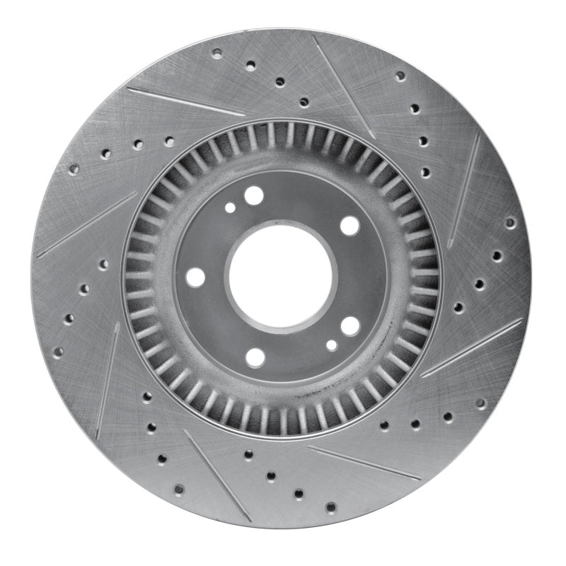R1 13-20 Hyundai SANTA FE Sport Front Left Drilled & Slotted Silver Brake Rotor-Brake Rotors - Slot & Drilled-Grocery Getter Performance