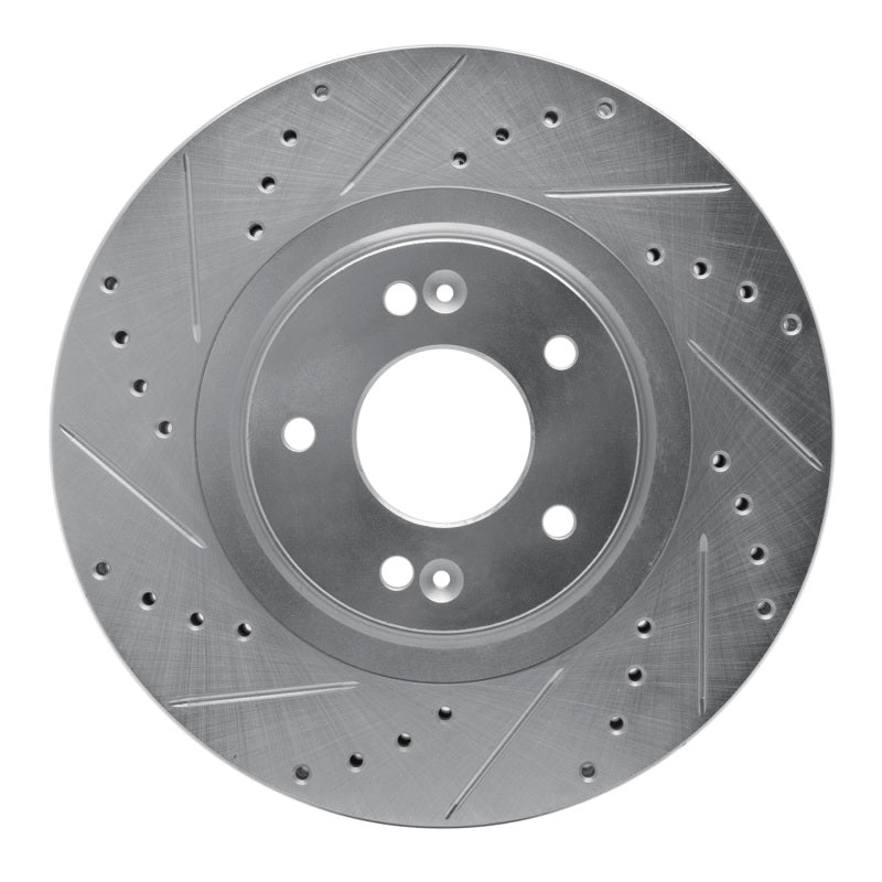 R1 13-20 Hyundai SANTA FE Sport Front Left Drilled & Slotted Silver Brake Rotor-Brake Rotors - Slot & Drilled-Grocery Getter Performance