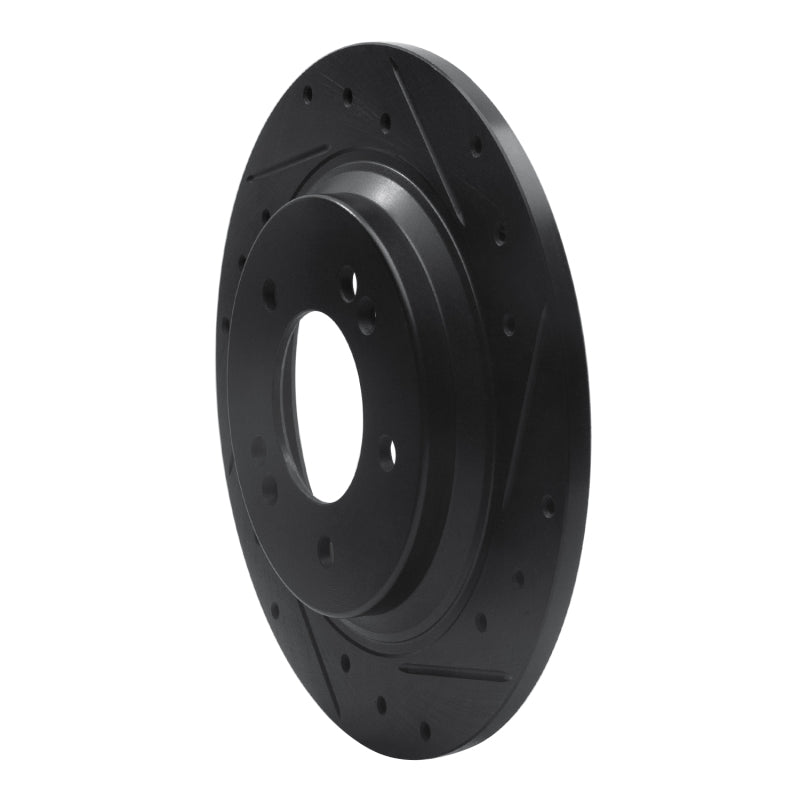 R1 13-25 Hyundai Elantra GT Rear Right Drilled & Slotted Black Brake Rotor-Brake Rotors - Slot & Drilled-Grocery Getter Performance