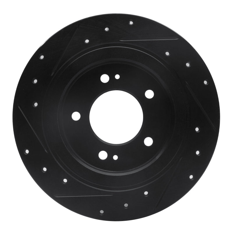 R1 13-25 Hyundai Elantra GT Rear Right Drilled & Slotted Black Brake Rotor-Brake Rotors - Slot & Drilled-Grocery Getter Performance