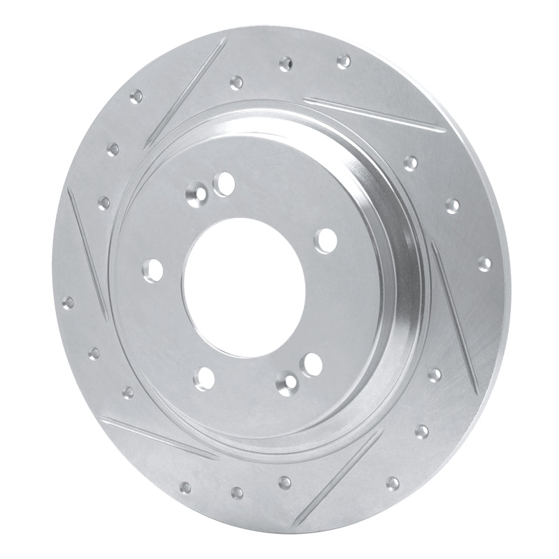R1 13-25 Hyundai SONATA Rear Left Drilled & Slotted Silver Brake Rotor-Brake Rotors - Slot & Drilled-Grocery Getter Performance