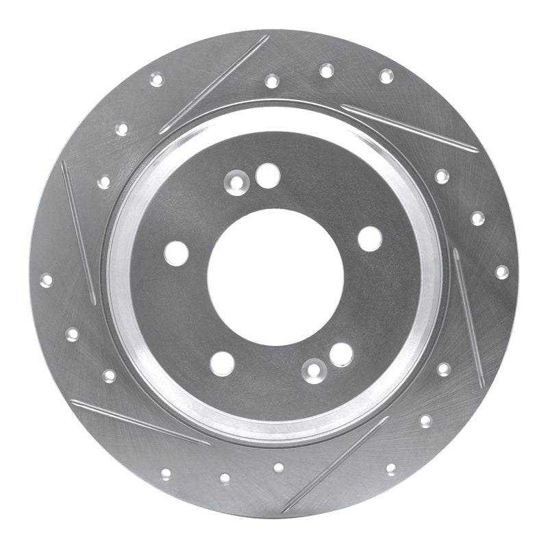 R1 13-25 Hyundai SONATA Rear Left Drilled & Slotted Silver Brake Rotor-Brake Rotors - Slot & Drilled-Grocery Getter Performance