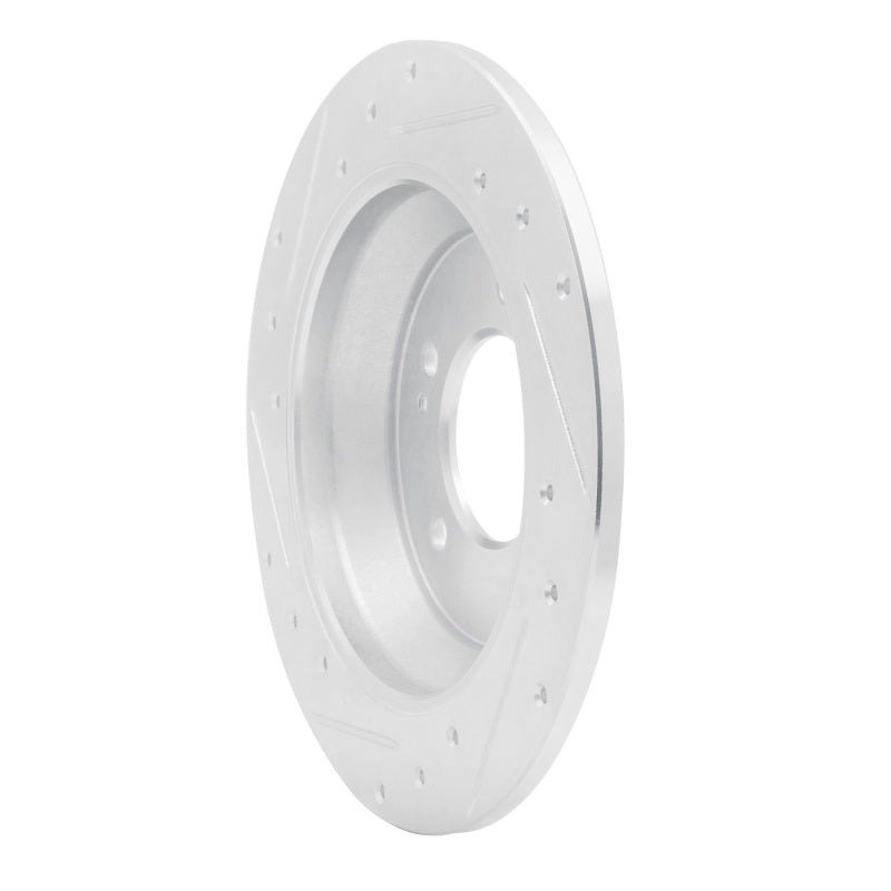 R1 14-23 Hyundai Kona Rear Right Drilled & Slotted Silver Brake Rotor-Brake Rotors - Slot & Drilled-Grocery Getter Performance