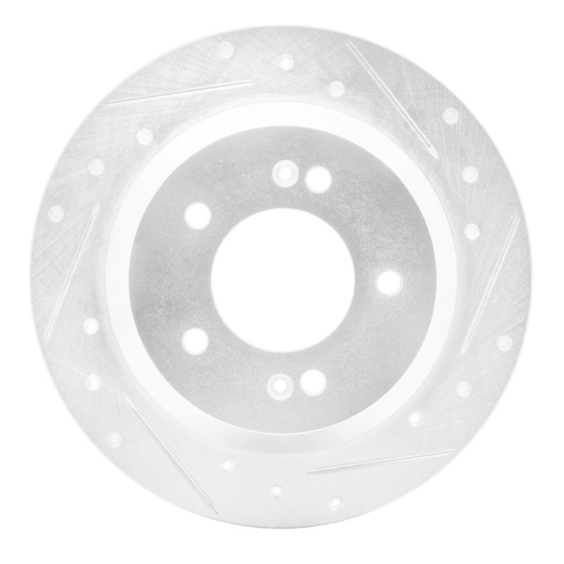 R1 14-23 Hyundai Kona Rear Right Drilled & Slotted Silver Brake Rotor-Brake Rotors - Slot & Drilled-Grocery Getter Performance