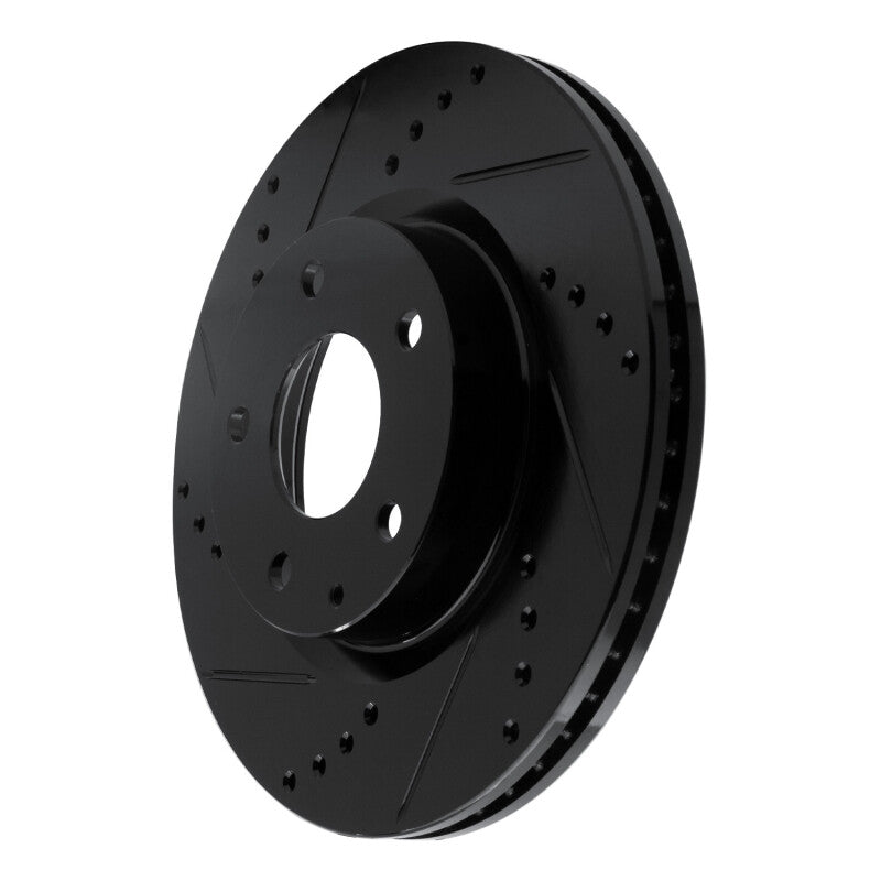 R1 14-24 Mazda 3 Front Left Drilled & Slotted Black Brake Rotor-Brake Rotors - Slot & Drilled-Grocery Getter Performance