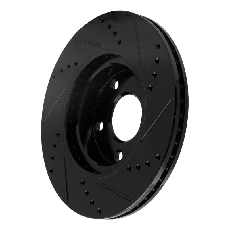 R1 14-24 Mazda 3 Front Left Drilled & Slotted Black Brake Rotor-Brake Rotors - Slot & Drilled-Grocery Getter Performance