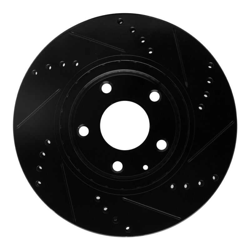 R1 14-24 Mazda 3 Front Left Drilled & Slotted Black Brake Rotor-Brake Rotors - Slot & Drilled-Grocery Getter Performance