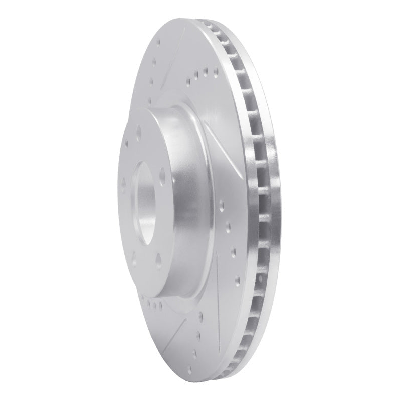 R1 14-24 Mazda 3 Front Left Drilled & Slotted Silver Brake Rotor-Brake Rotors - Slot & Drilled-Grocery Getter Performance