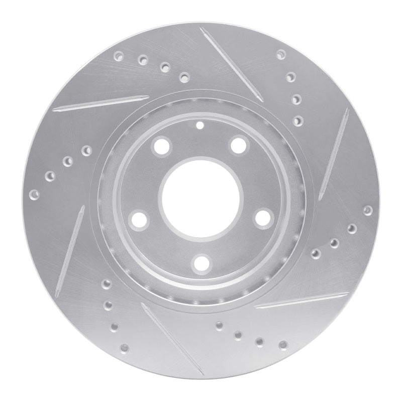 R1 14-24 Mazda 3 Front Left Drilled & Slotted Silver Brake Rotor-Brake Rotors - Slot & Drilled-Grocery Getter Performance