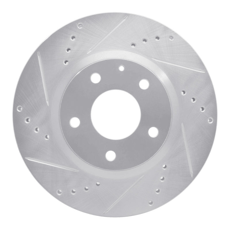 R1 14-24 Mazda 3 Front Left Drilled & Slotted Silver Brake Rotor-Brake Rotors - Slot & Drilled-Grocery Getter Performance