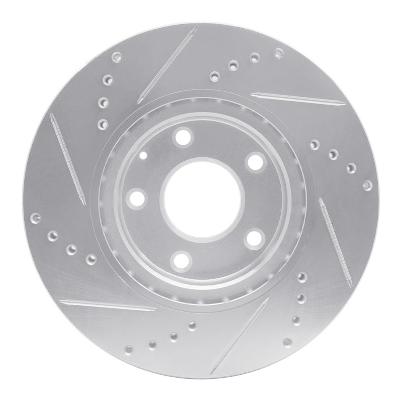 R1 14-24 Mazda 3 Front Right Drilled & Slotted Silver Brake Rotor-Brake Rotors - Slot & Drilled-Grocery Getter Performance