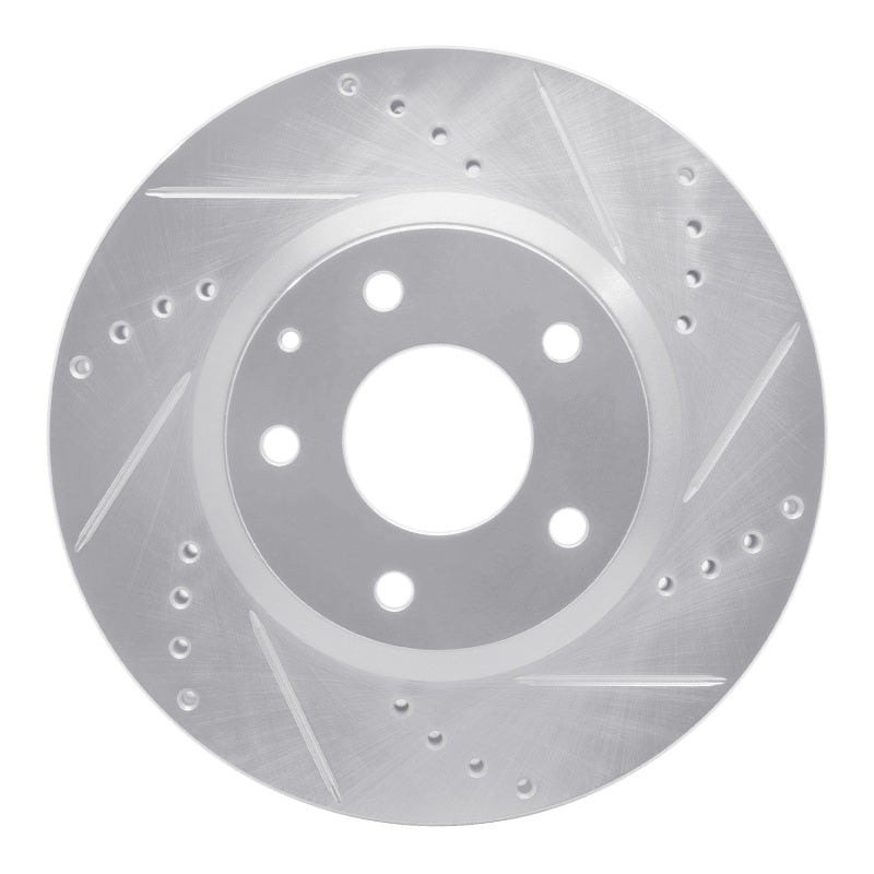 R1 14-24 Mazda 3 Front Right Drilled & Slotted Silver Brake Rotor-Brake Rotors - Slot & Drilled-Grocery Getter Performance