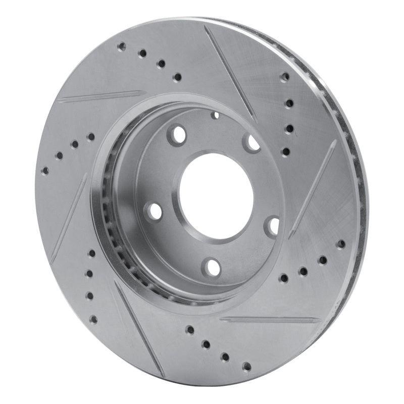 R1 14-24 Mazda CX-3 Front Left Drilled & Slotted Silver Brake Rotor-Brake Rotors - Slot & Drilled-Grocery Getter Performance