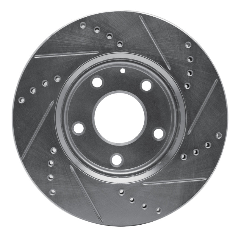 R1 14-24 Mazda CX-3 Front Left Drilled & Slotted Silver Brake Rotor-Brake Rotors - Slot & Drilled-Grocery Getter Performance