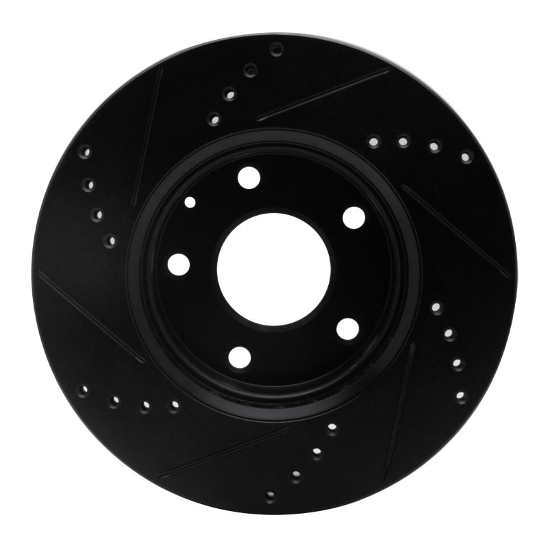 R1 14-24 Mazda CX-3 Front Right Drilled & Slotted Black Brake Rotor-Brake Rotors - Slot & Drilled-Grocery Getter Performance