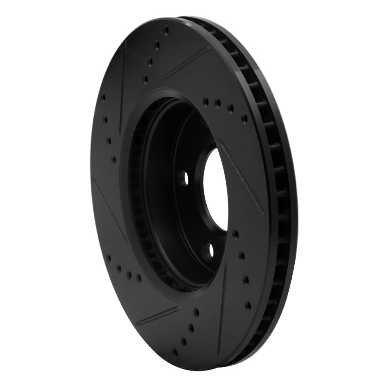 R1 14-24 Mazda CX-3 Front Right Drilled & Slotted Black Brake Rotor-Brake Rotors - Slot & Drilled-Grocery Getter Performance