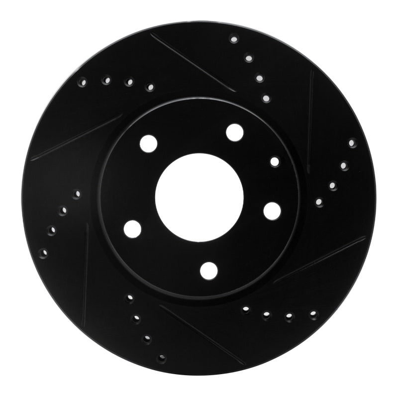 R1 14-24 Mazda CX-3 Front Right Drilled & Slotted Black Brake Rotor-Brake Rotors - Slot & Drilled-Grocery Getter Performance