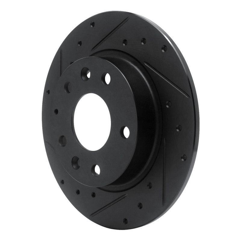 R1 14-25 Mazda 3 Rear Left Drilled & Slotted Black Brake Rotor-Brake Rotors - Slot & Drilled-Grocery Getter Performance