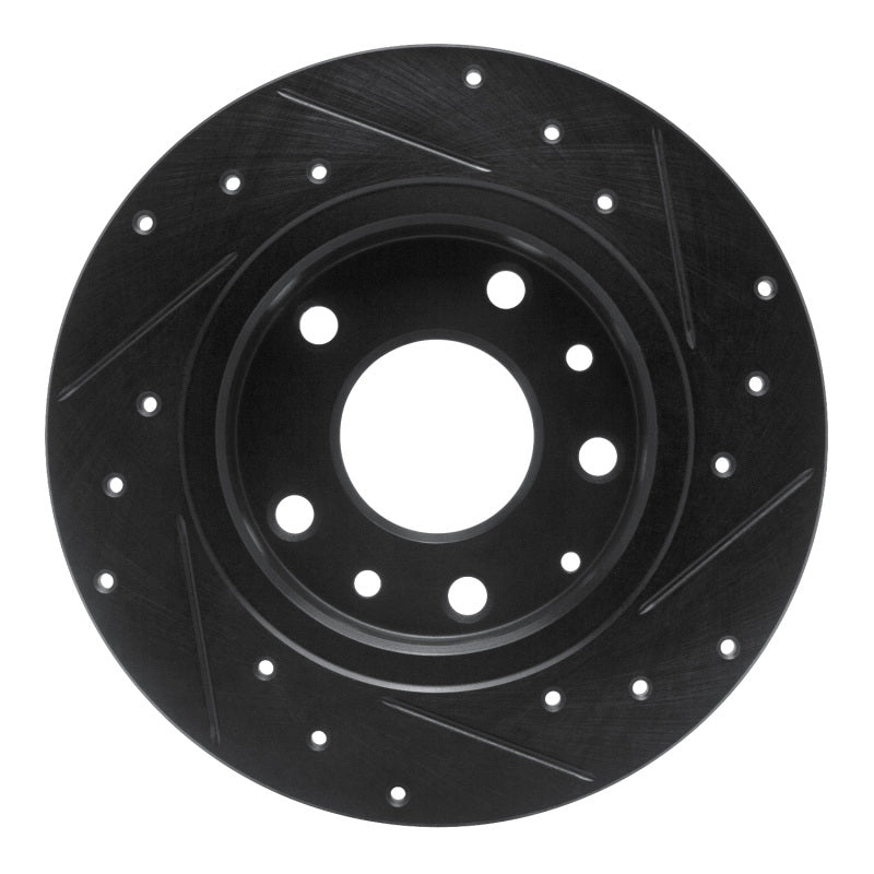 R1 14-25 Mazda 3 Rear Left Drilled & Slotted Black Brake Rotor-Brake Rotors - Slot & Drilled-Grocery Getter Performance
