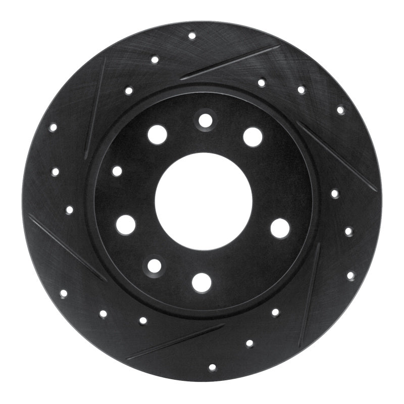 R1 14-25 Mazda 3 Rear Left Drilled & Slotted Black Brake Rotor-Brake Rotors - Slot & Drilled-Grocery Getter Performance