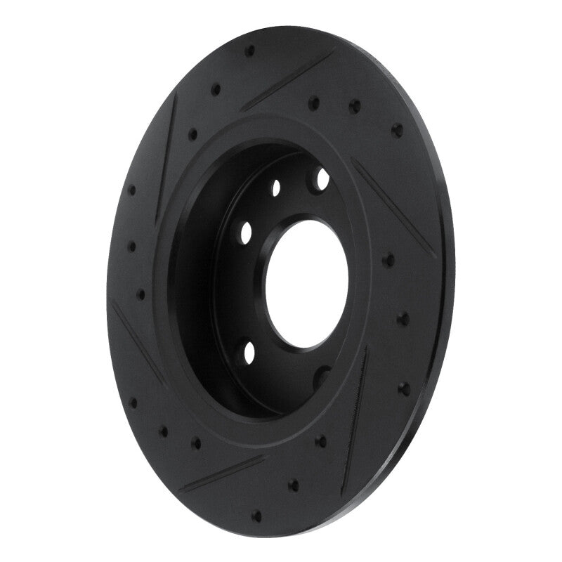 R1 14-25 Mazda 3 Rear Right Drilled & Slotted Black Brake Rotor-Brake Rotors - Slot & Drilled-Grocery Getter Performance