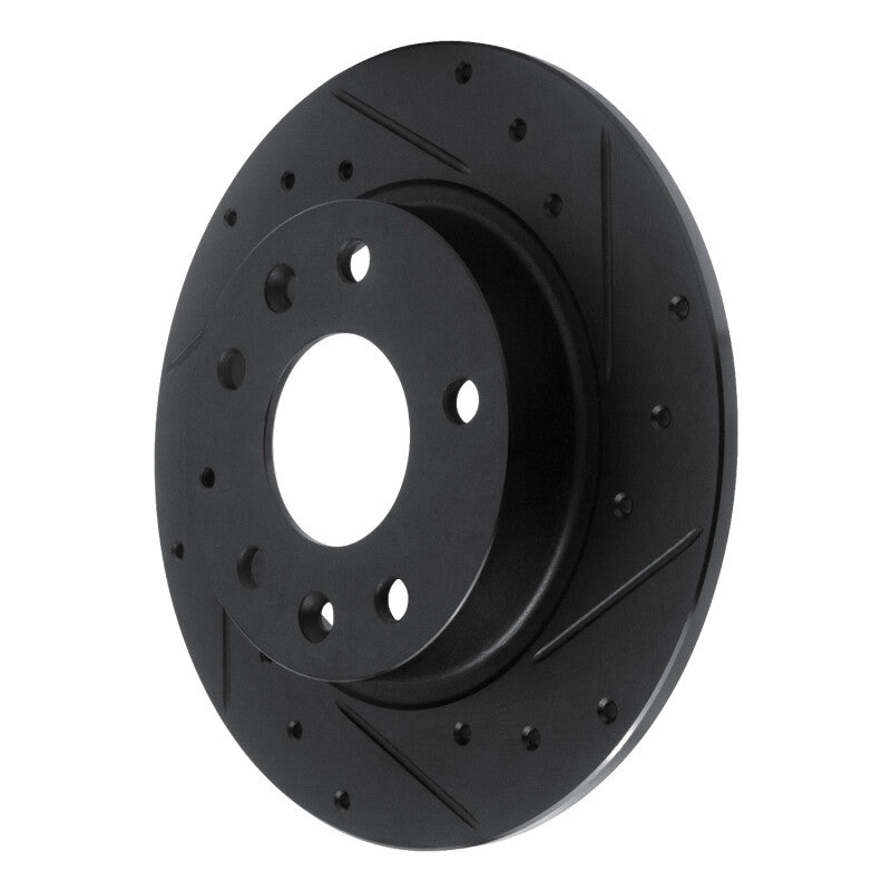 R1 14-25 Mazda 3 Rear Right Drilled & Slotted Black Brake Rotor-Brake Rotors - Slot & Drilled-Grocery Getter Performance