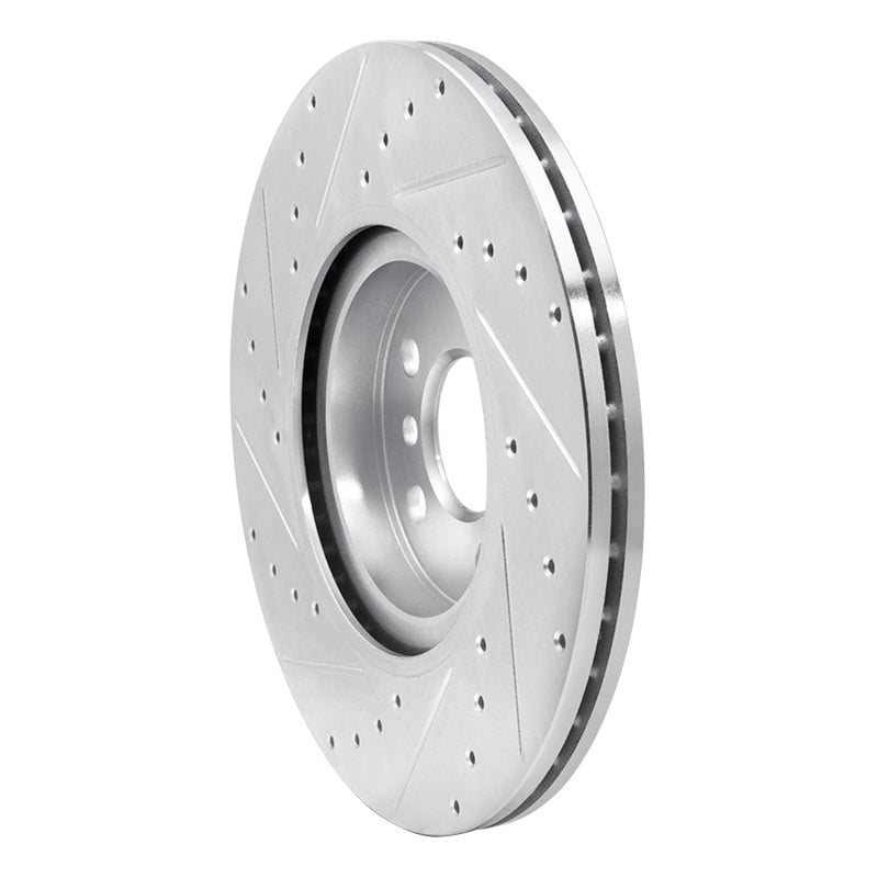 R1 15-25 BMW X1 (USA/Canada) Front Right Drilled & Slotted Silver Brake Rotor-Brake Rotors - Slot & Drilled-Grocery Getter Performance