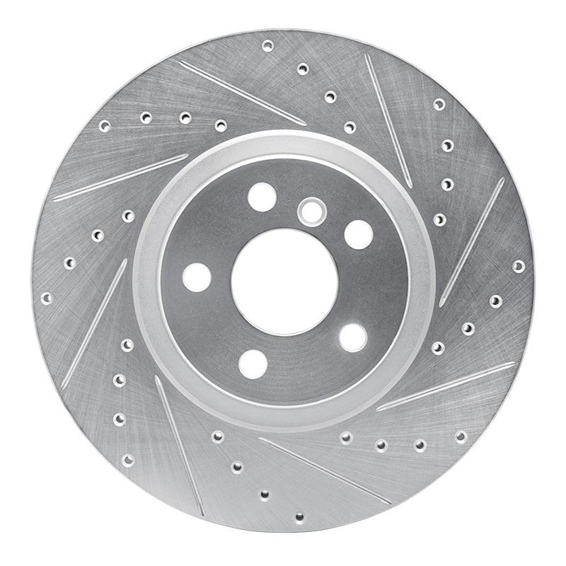R1 15-25 BMW X1 (USA/Canada) Front Right Drilled & Slotted Silver Brake Rotor-Brake Rotors - Slot & Drilled-Grocery Getter Performance
