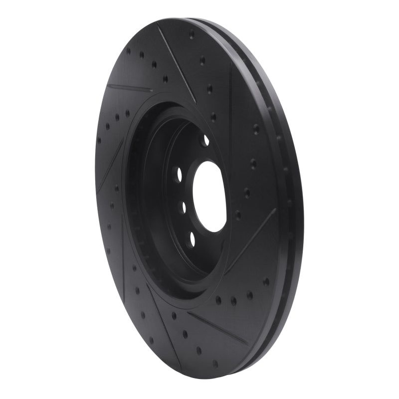 R1 15-25 BMW X2 Front Left Drilled & Slotted Black Brake Rotor-Brake Rotors - Slot & Drilled-Grocery Getter Performance