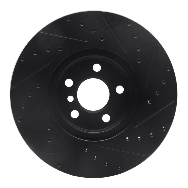 R1 15-25 BMW X2 Front Left Drilled & Slotted Black Brake Rotor-Brake Rotors - Slot & Drilled-Grocery Getter Performance