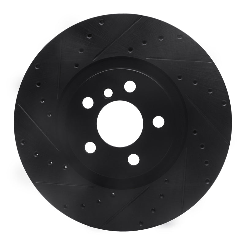 R1 15-25 BMW X2 Front Left Drilled & Slotted Black Brake Rotor-Brake Rotors - Slot & Drilled-Grocery Getter Performance