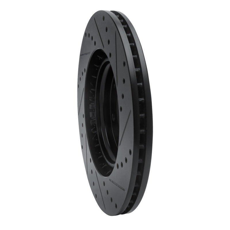R1 15-25 Hyundai Kona EV Front Left Drilled & Slotted Black Brake Rotor-Brake Rotors - Slot & Drilled-Grocery Getter Performance