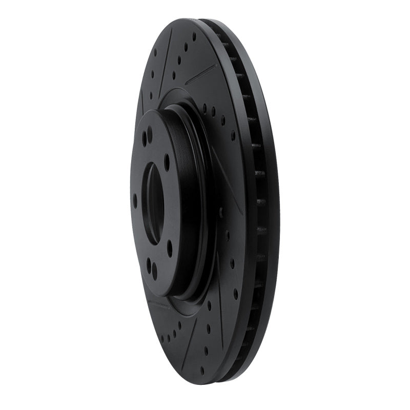 R1 15-25 Hyundai Kona EV Front Left Drilled & Slotted Black Brake Rotor-Brake Rotors - Slot & Drilled-Grocery Getter Performance