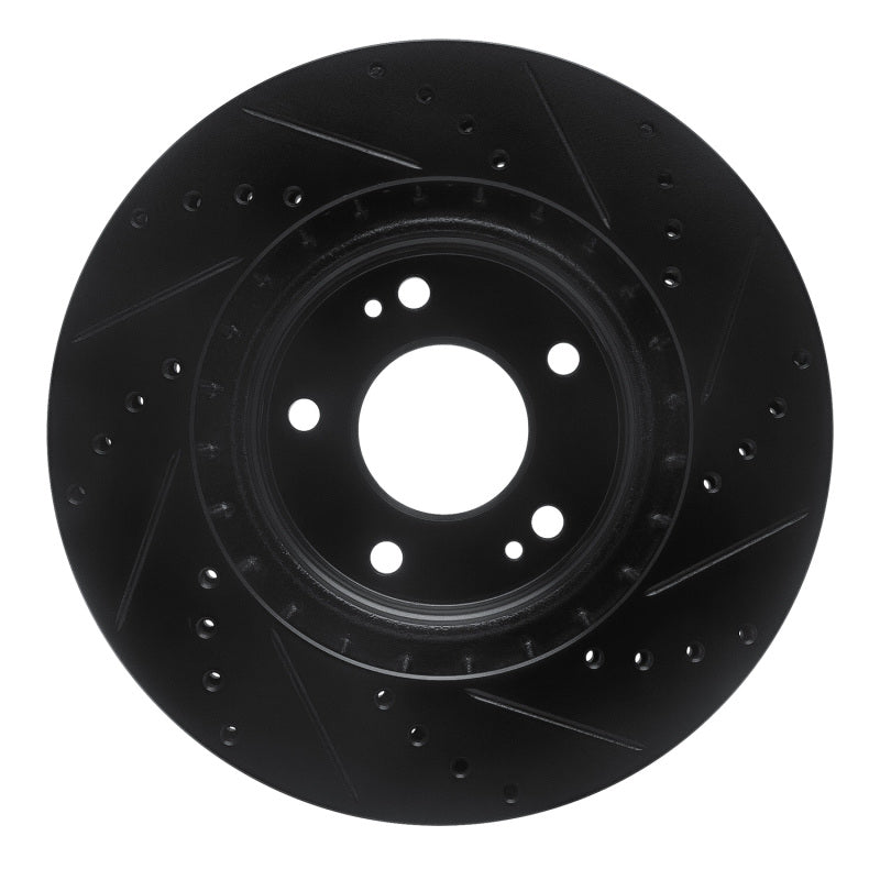 R1 15-25 Hyundai Kona EV Front Left Drilled & Slotted Black Brake Rotor-Brake Rotors - Slot & Drilled-Grocery Getter Performance
