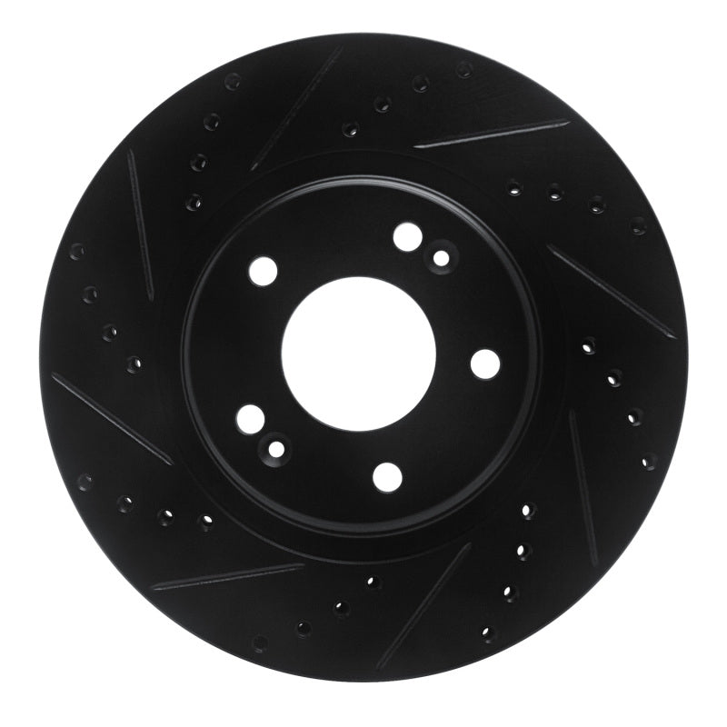 R1 15-25 Hyundai Kona EV Front Left Drilled & Slotted Black Brake Rotor-Brake Rotors - Slot & Drilled-Grocery Getter Performance